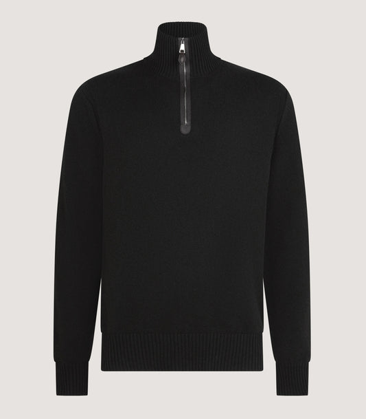 Men's Cashmere Quarter Zip Sweater in Military