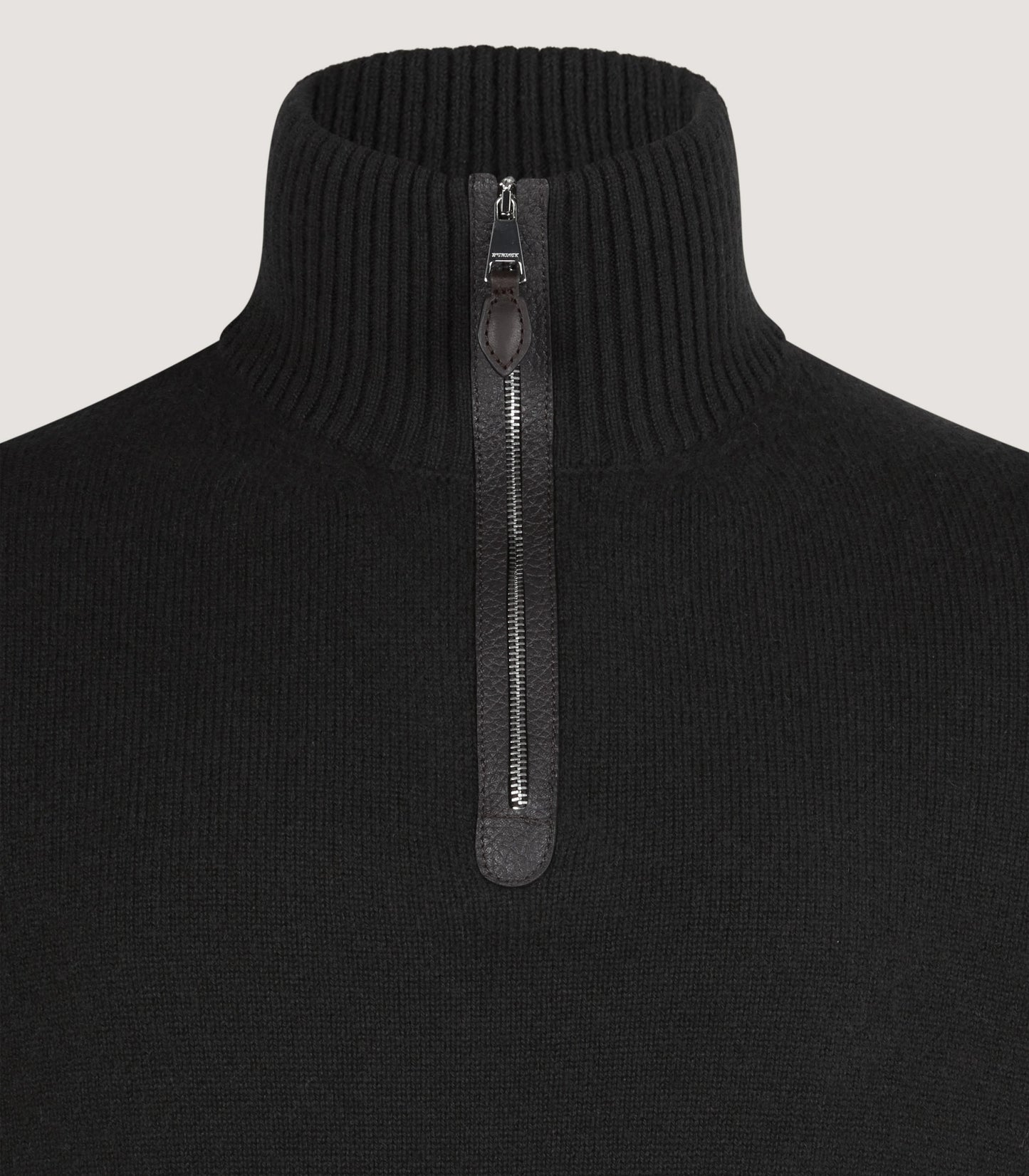 Men's Cashmere Quarter Zip Sweater in Military