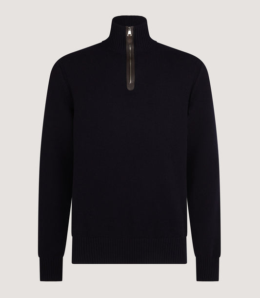 Men's Cashmere Quarter Zip Sweater in Midnight