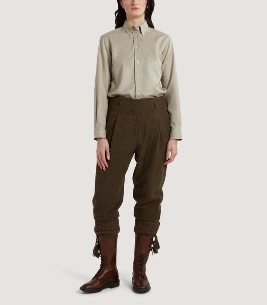 Women's Wool Cashmere Button Down Shirt in Stone