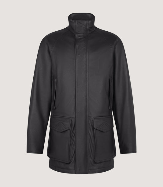 Men's Raglan Deerskin Field Coat in Dark Brown