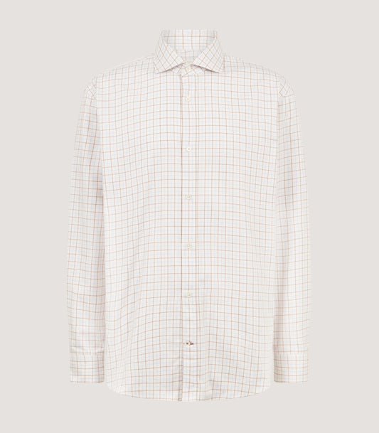 Men's Cut Away Collar Tattersall Shirt in Sky Blue