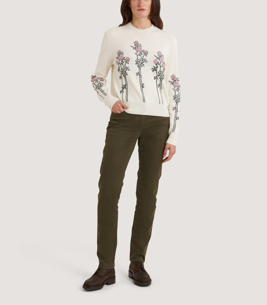 Women's Crendon English Garden Sweater in Ivory