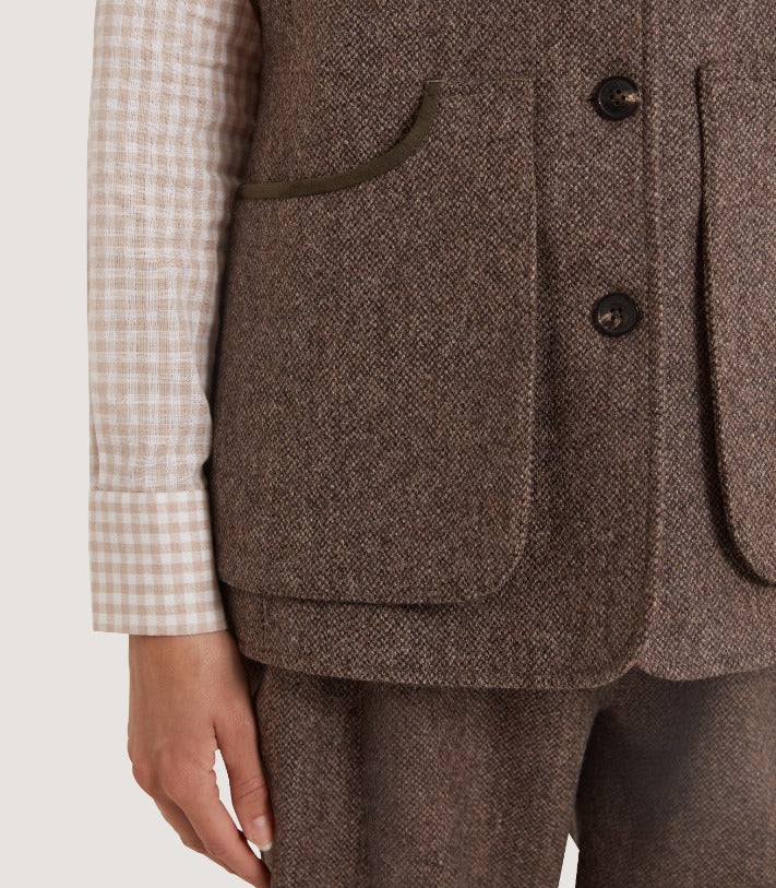 Women's Lightweight Tweed Shooting Vest in Heather