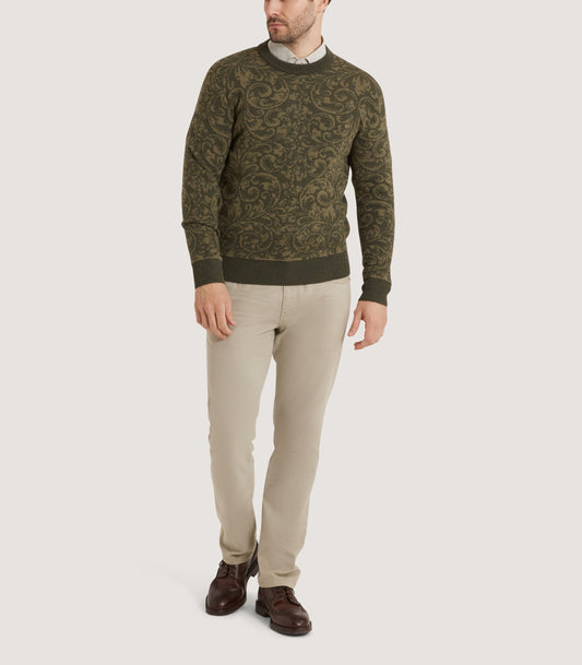 Men's Emberton Rose and Scroll Sweater in Loden
