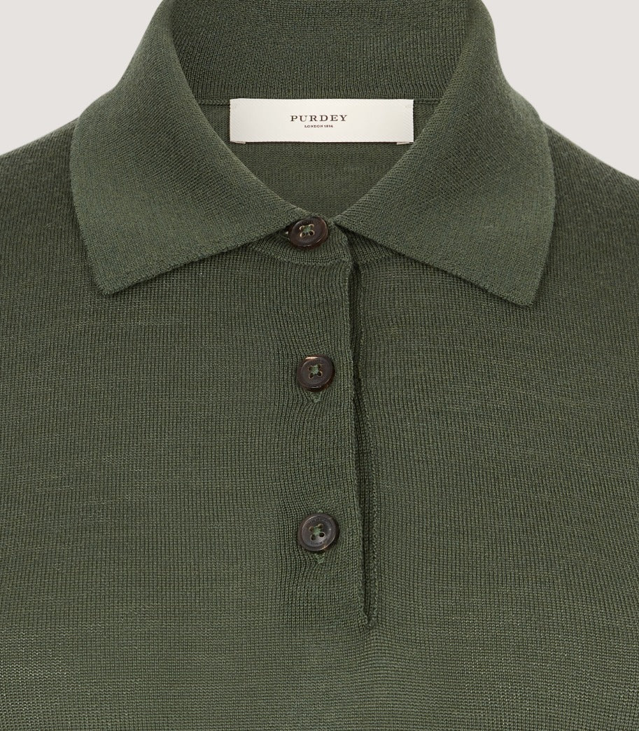 Women's Talla Knitted Short Sleeve Polo Shirt in Loden