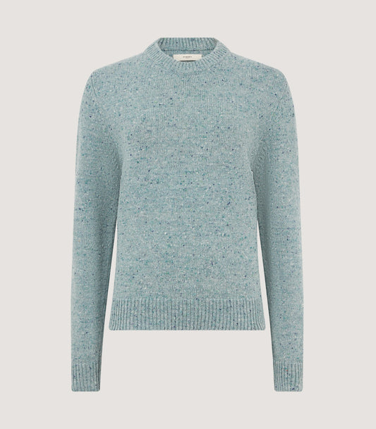 Women's Dorton Donegal Cashmere Sweater with Scarf in Duck Egg Blue