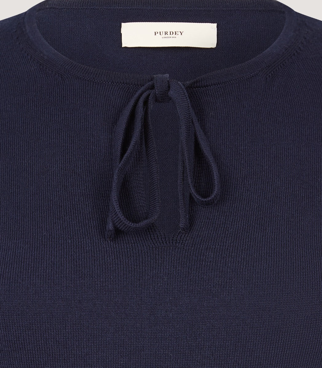Women's Iver Short Sleeve Sweater with Bow in Midnight