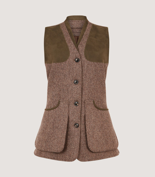 Women's Lightweight Tweed Shooting Vest in Heather