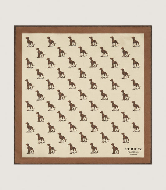 Gun Dog Pocket Square in Mushroom