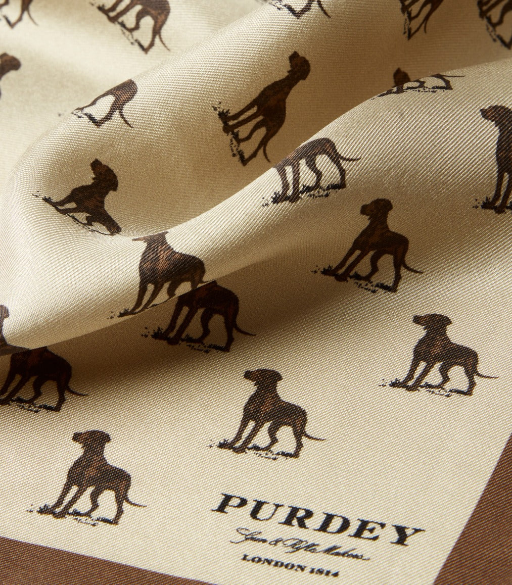 Gun Dog Pocket Square in Mushroom