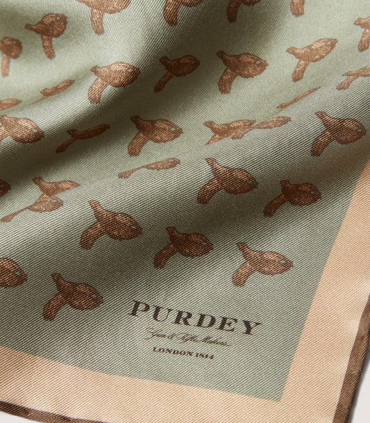 Flying Grouse Pocket Square in Silver