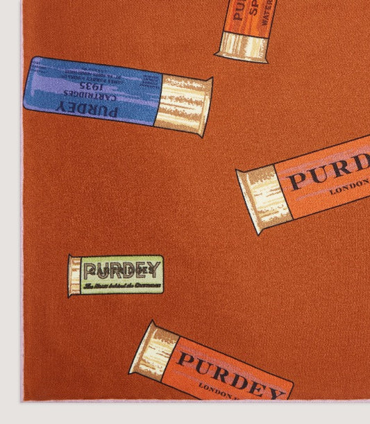 Purdey Cartridges Pocket Square in Rust