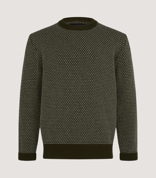 Men's Hamilton Bicolour Round Neck Sweater in Military