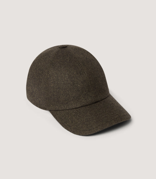 Herringbone Baseball Cap in Loden
