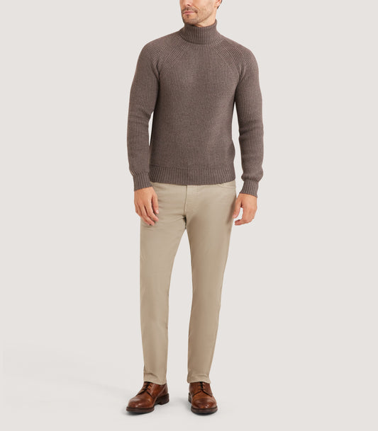 Men's St Ives Fisherman Rib Jumper in Taupe