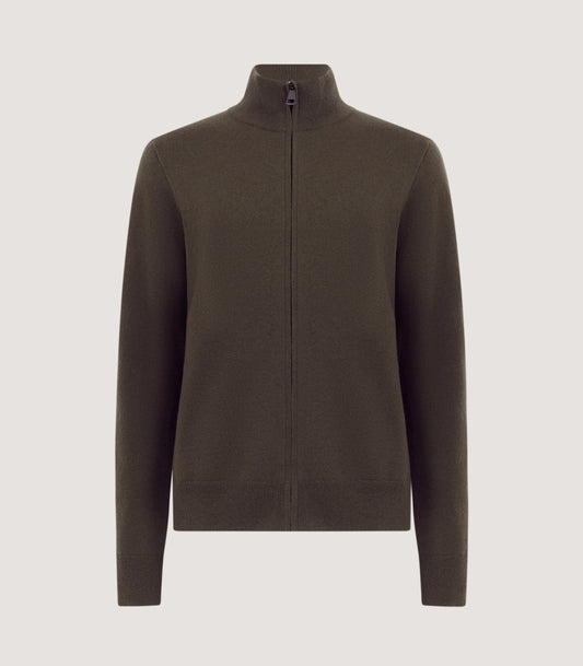 Men's Halkin Technical Zip Front Cardigan in Loden