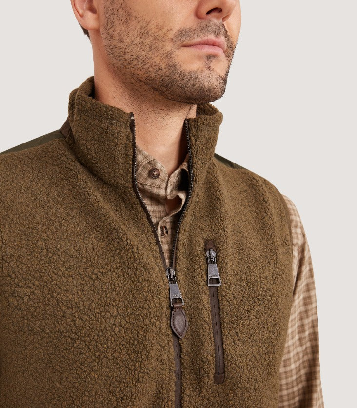 Men's Merino Purdey Fleece Gilet In Lichen