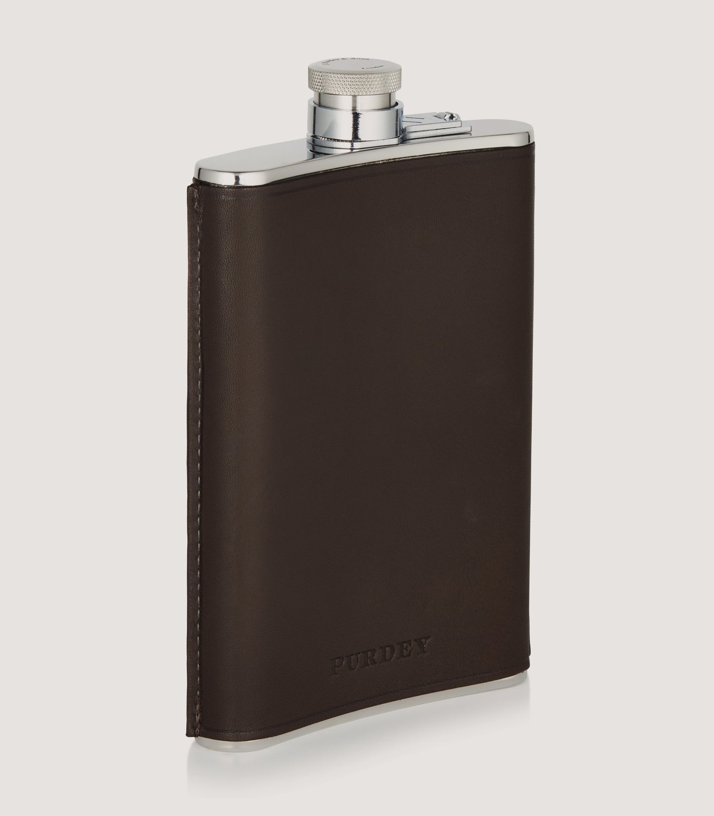 8oz Leather Flask In Dark Brown