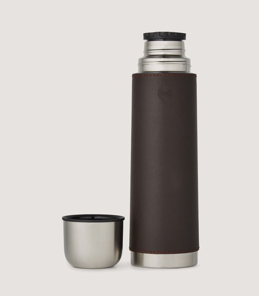 Leather Thermos Flask In Brown