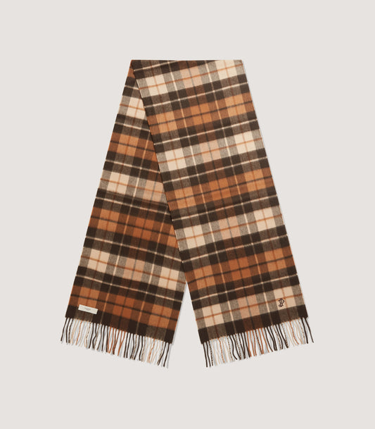Cashmere Check Scarf in Chestnut