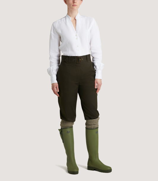 Women's High Waisted Cotton Breeks In Dark Green