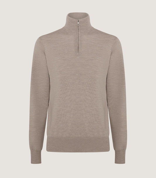 Men's Linton Quarter Zip Long Sleeve Sweater In Taupe