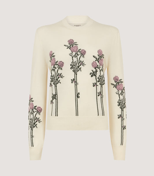 Women's Crendon English Garden Sweater in Ivory