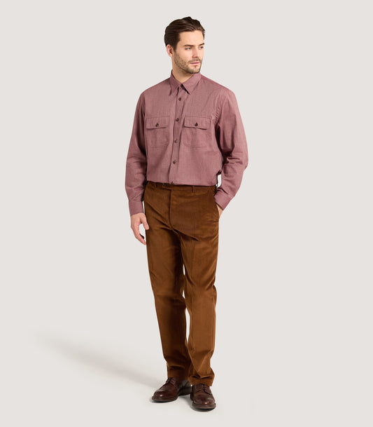 Men's Cotton Double Pocket Shirt in Audley Red