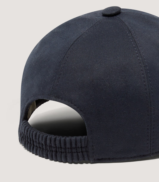Brushed Cotton Baseball Cap in Navy