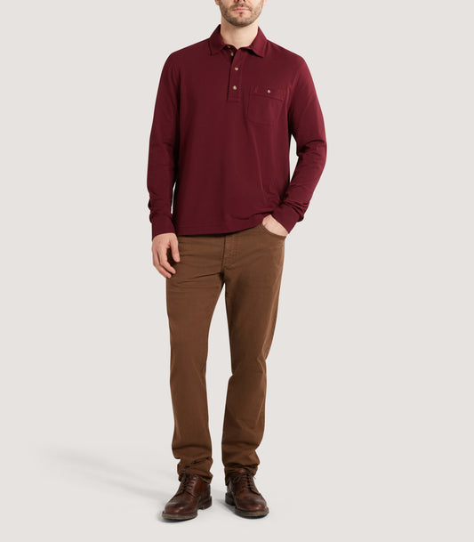 Men's Long Sleeve Polo Shirt in Audley Red
