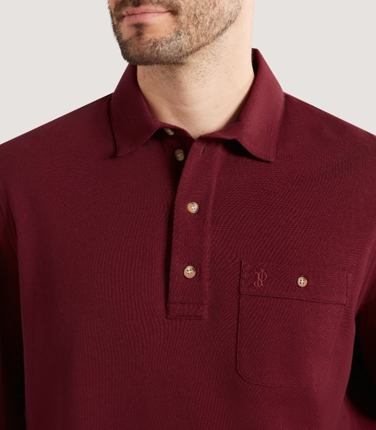 Men's Long Sleeve Polo Shirt in Audley Red