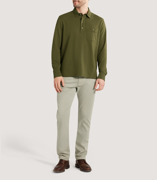 Men's Long Sleeve Polo Shirt in Loden