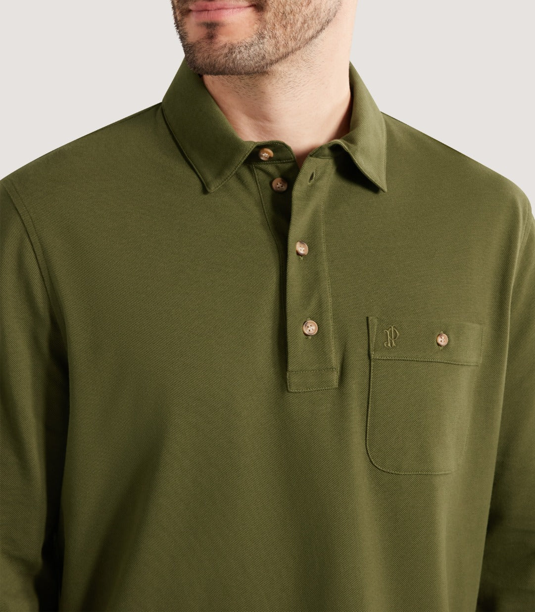 Men's Long Sleeve Polo Shirt in Loden
