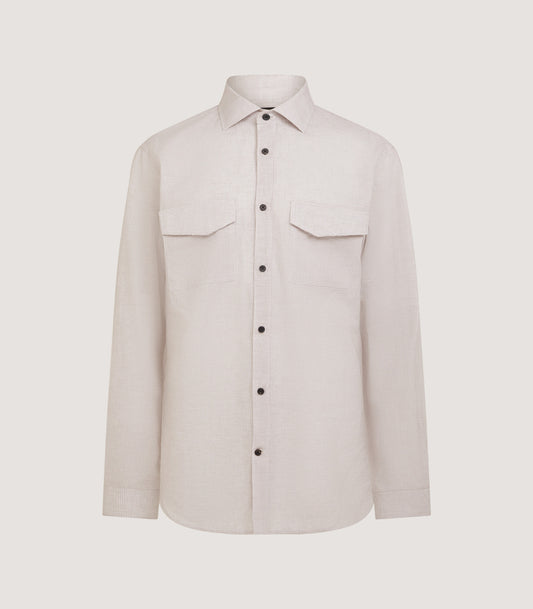 Men's Small Tattersall Check Utility Shirt in Taupe