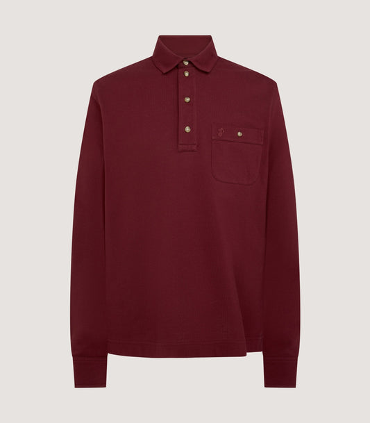 Men's Long Sleeve Polo Shirt in Audley Red