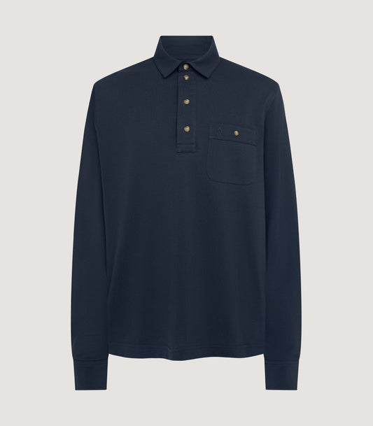 Men's Long Sleeve Polo Shirt in Midnight