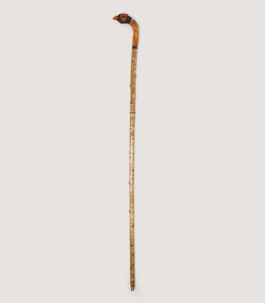 Hand Carved Cock Pheasant Head Walking Stick
