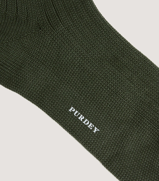 Men's Ribbed High Knee Socks In Loden