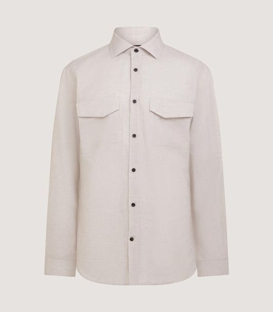 Men's Small Tattersall Check Utility Shirt in Taupe