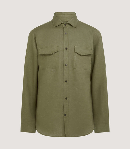 Men's Utility Pocket Shirt in Khaki Green
