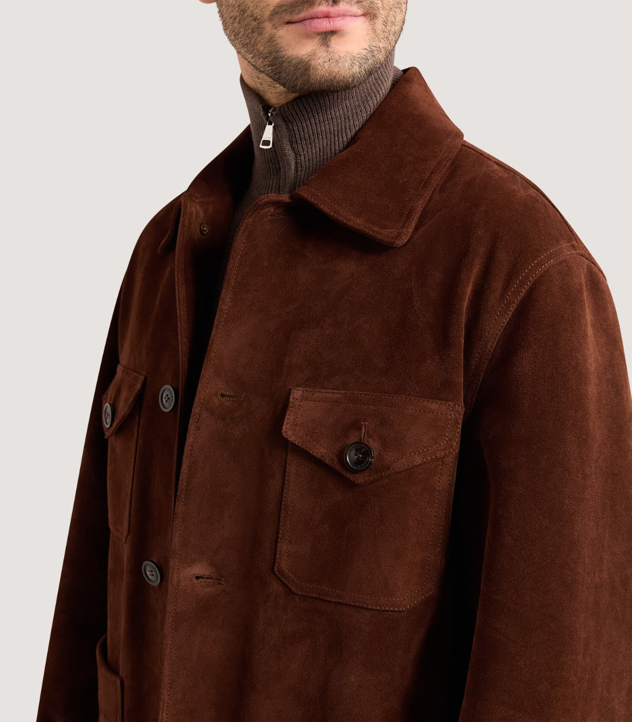 Men's Suede Lyall Jacket in Coffee