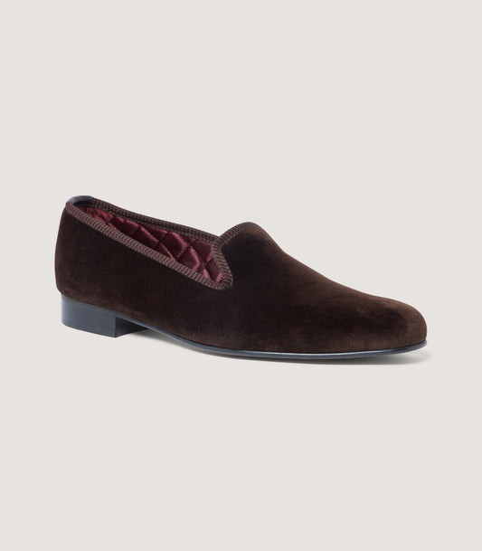Men's Velvet Slipper in Dark Brown