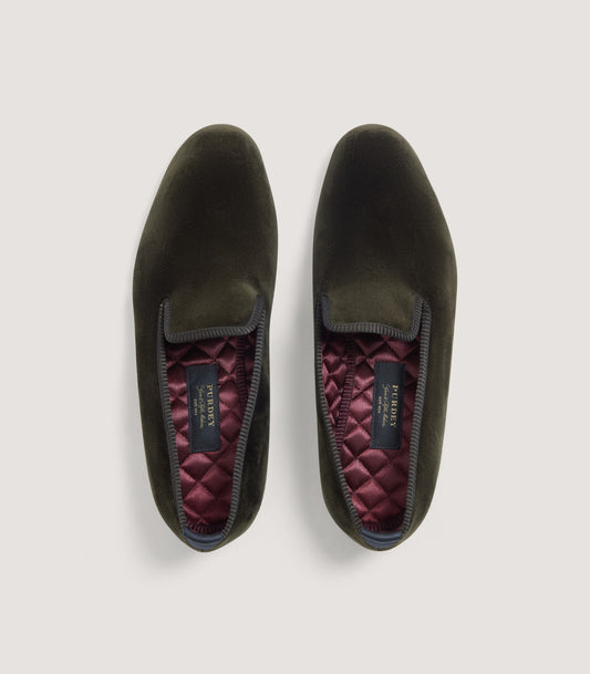Men's Velvet Slipper in Olive