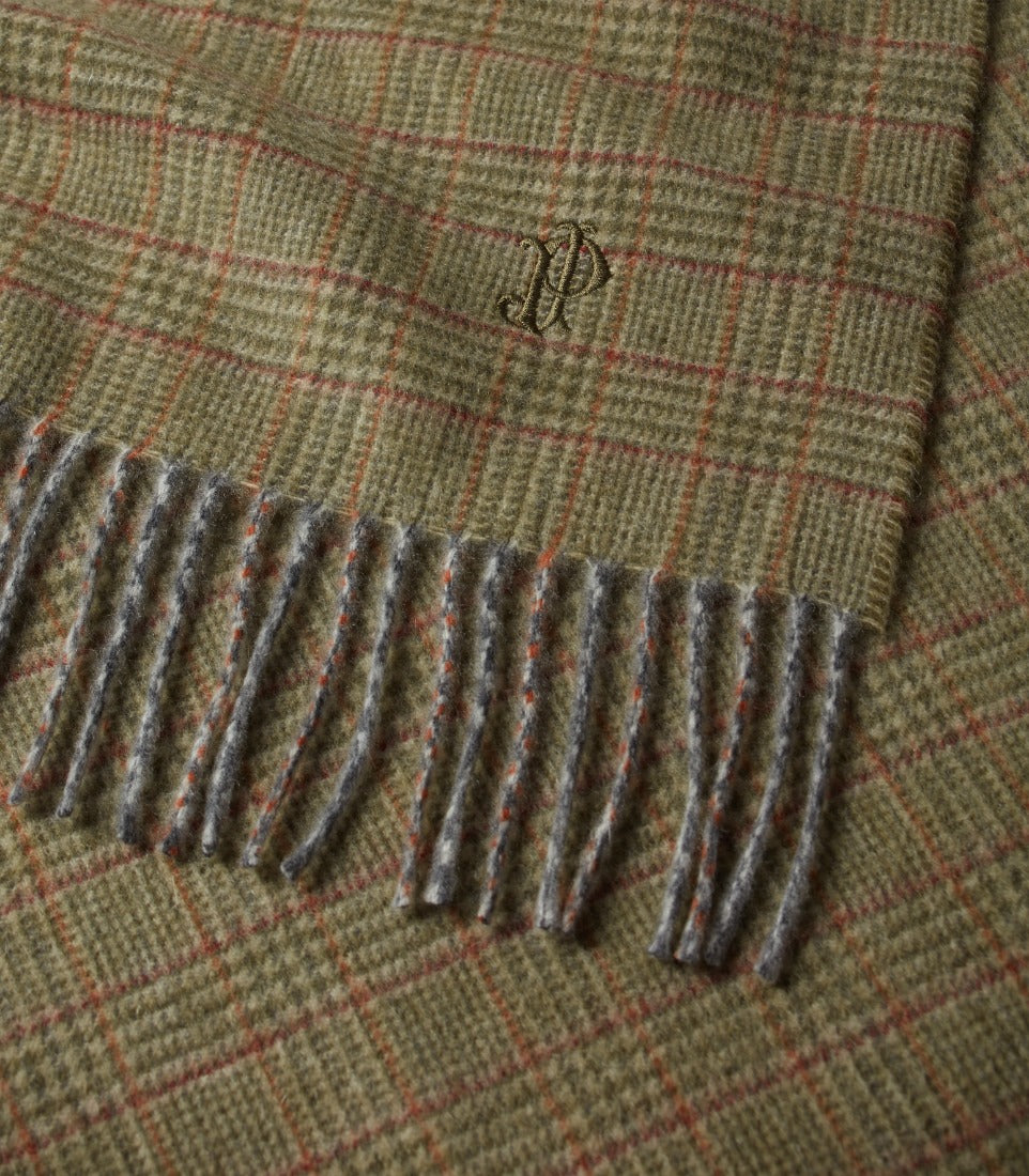 Blair Cashmere Check Scarf in Rust