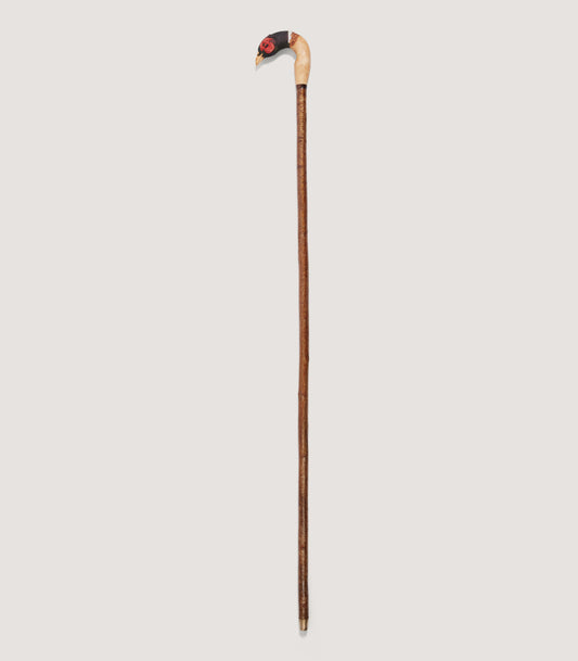 Hand Carved Cock Pheasant Apple Walking Stick