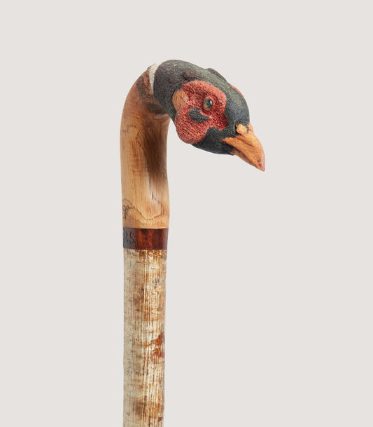 Hand Carved Pheasant Alder Walking Stick