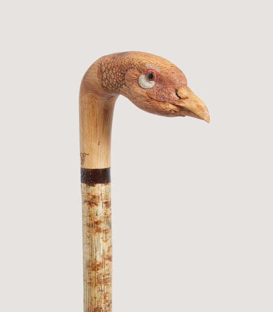 Hand Carved Hen Pheasant Head Alder Walking Stick