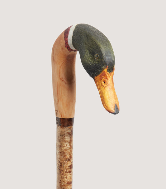 Hand Carved Mallard Head Alder Walking Stick