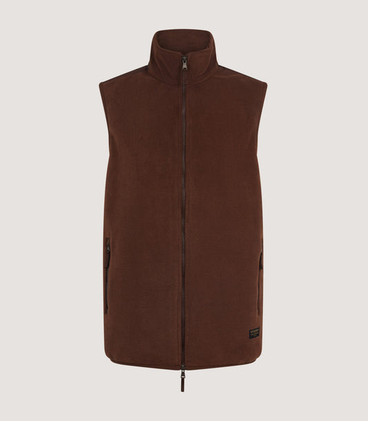 Men's Fleece Gilet in Walnut
